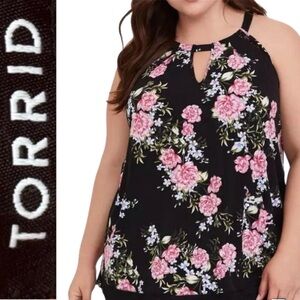 Torrid Whimsygoth Floral Plus Size Perfection Knit High Neck Keyhole Top Size 1